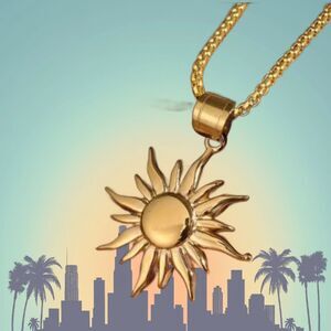Gold Sun Necklace Summer Sunshine Skies